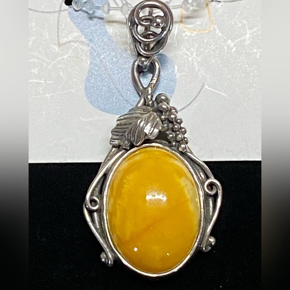 Sterling Silver 925 Yellow Jasper / Agate Pendant – Artisan Wire Wrapped